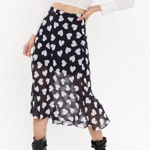 Heart Print Midi Skirt